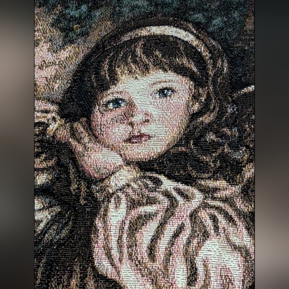 Tapestry pillow by Donna Richardson with burgundy trim - Picture 4 of 8